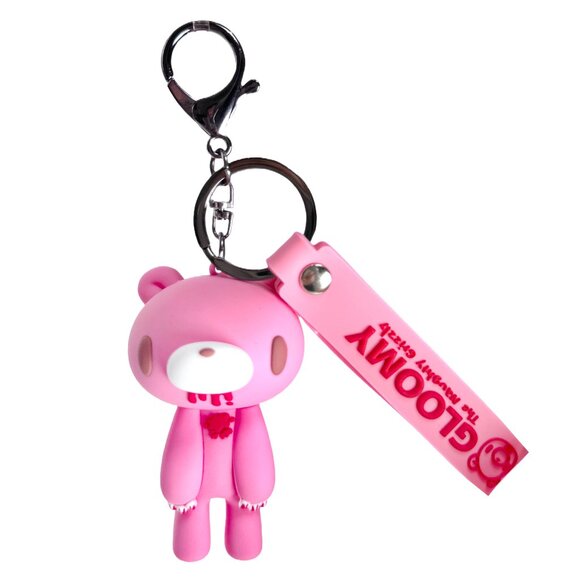 Gloomy Bear Bloody Bear 3D Silicon Pink Figure Keychain - Picture 1 of 4